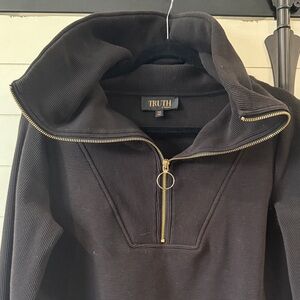 Truth Black womans Sweater with Gold Zipper